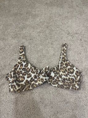 Aerie Leopard Print Scoop Neck Knot Front Bikini Top